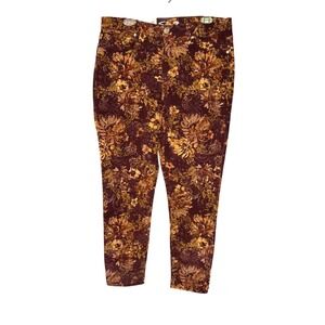 Seven7 High-Rise Skinny Corduroy Pants Floral Print Women's Size 14 NWT